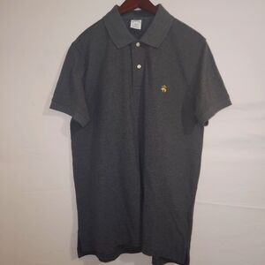 Brooks Brothers 1818 Polo - Dark Gray Collared Shirt - Men's L - 100% Cotton